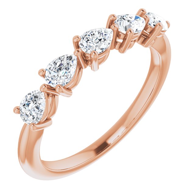 1.05 ct. Pear Cut Diamond Wedding Band 5 Stone Anniversary Ring-VIRABYANI